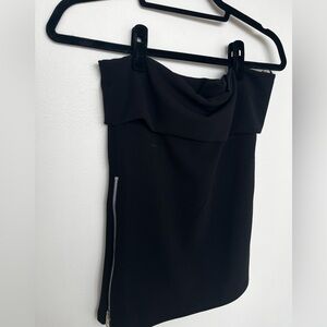 Zara Black Strapless Top with Zipper detail